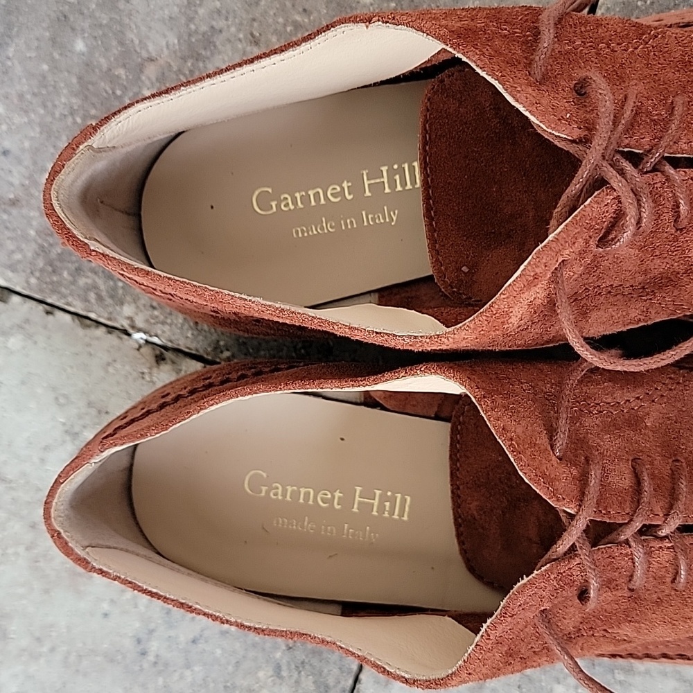 Garnet Hill Felisa Soft Oxford Sz 8.5 Made in Italy Suede Burnt Orange - Picture 9 of 13